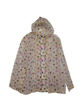 Disney Parks Treats Rain Jacket Womens Size XXXL Clear Dole Whip Flamingo Hooded